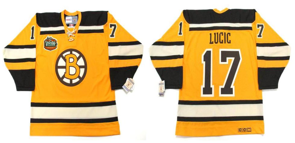 2019 Men Boston Bruins #17 Lucic Yellow CCM NHL jerseys->boston bruins->NHL Jersey